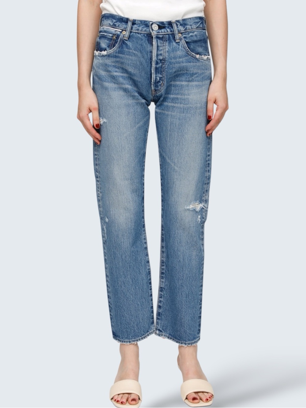 Moussy Vintage Loews Straight Wide Leg Jeans Blue 32 Japan